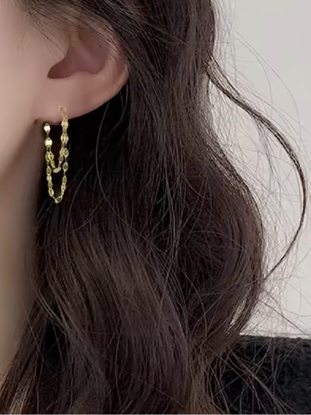 Gold Double Chain Hoop Earrings - Elegant Women's Jewelry